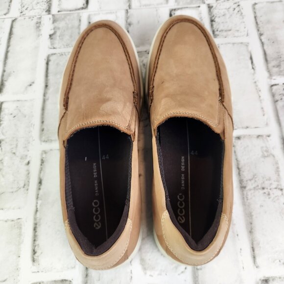 ECCO Cathum Men\'s US 10-10.5 EU 44 Brown Tan Nubuck Leather Moc Toe Slip-On Shoe main image 4